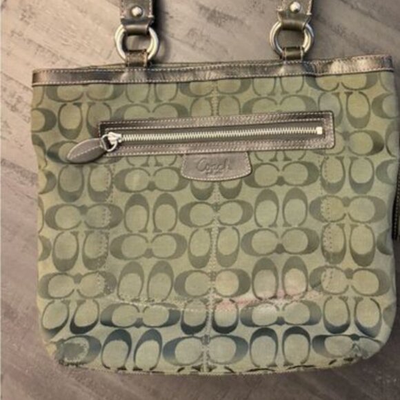 Coach F14693 Green Penelope Signature Tote - Picture 1 of 12